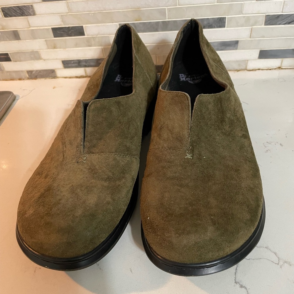 Dr. Martens Annalina Grenade green slip on Suede upper Clogs Women’s Size 9